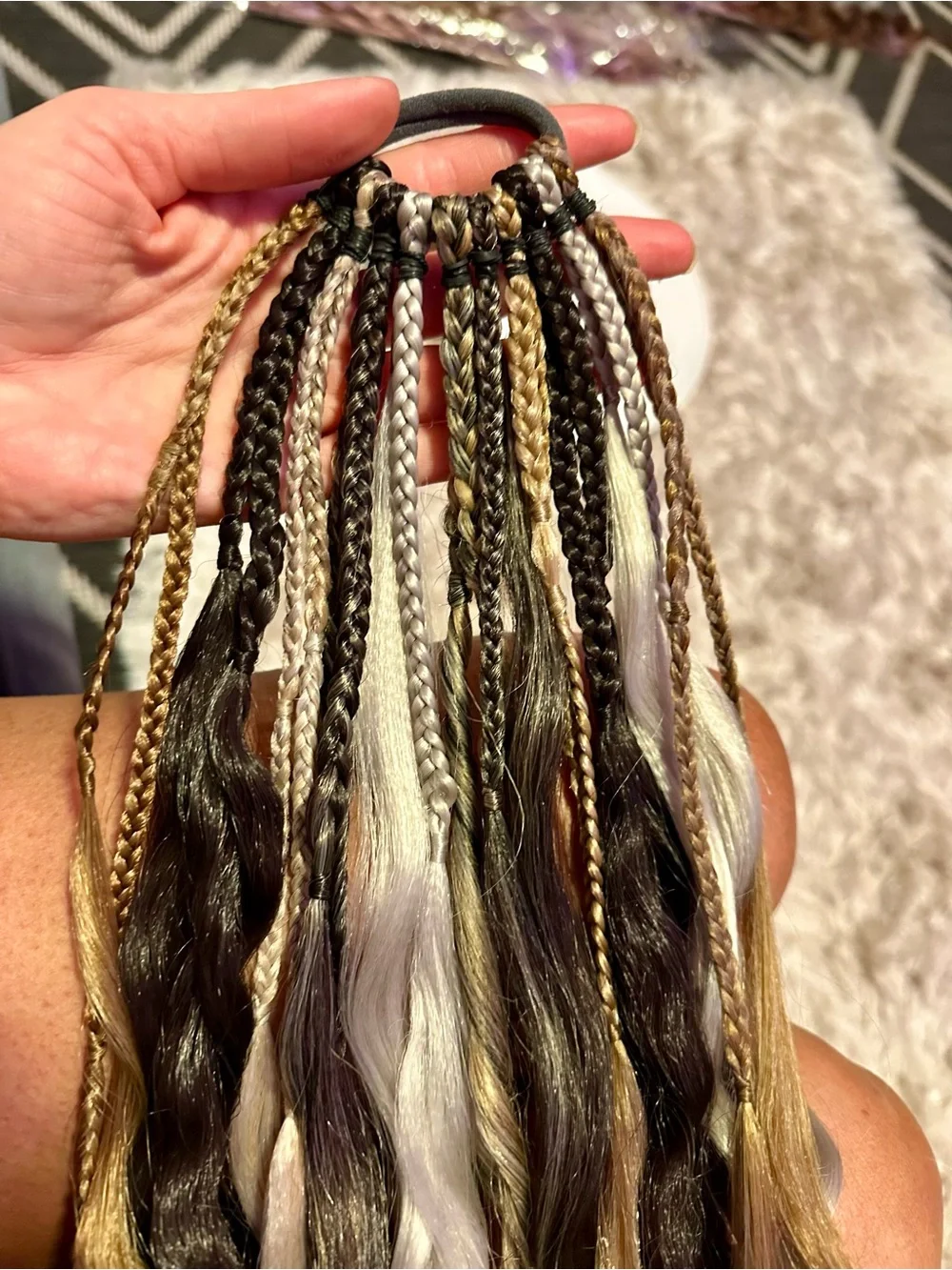 Hand-Braided Multi-Tone Long Wig in Brown with Blonde Highlights